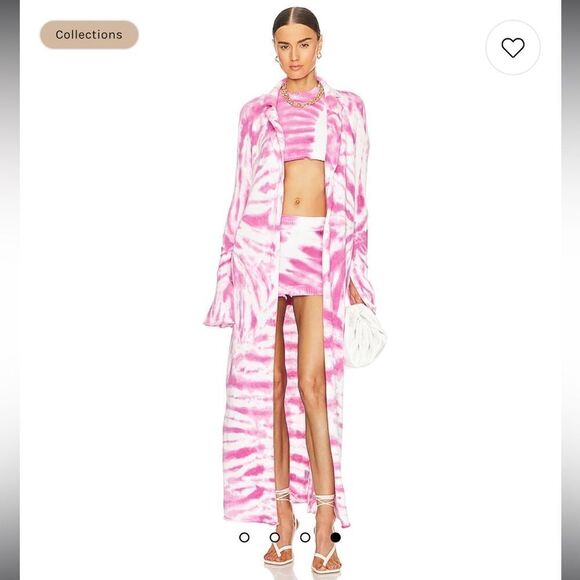 Ser.O.Ya Gloria Cardigan Dress in White Pink Swirl TieDye Revolve Small - Picture 16 of 16